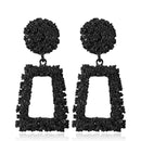 Exaggerated Scrub Geometric Earrings Trapezoidal Long Metal Earrings(Black)