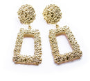 Exaggerated Scrub Geometric Earrings Trapezoidal Long Metal Earrings(Black)