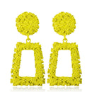 Exaggerated Scrub Geometric Earrings Trapezoidal Long Metal Earrings(Yellow)