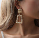 Exaggerated Scrub Geometric Earrings Trapezoidal Long Metal Earrings(Yellow)