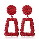 Exaggerated Scrub Geometric Earrings Trapezoidal Long Metal Earrings(Red)