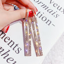Fashion Long Geometric Drop Earrings Luxury Gold Silver Color Rectangle Rhinestone Earring(Gold)