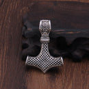 Mjolnir Pendant Viking Protective Talisman Hammer Necklace(Silver Pendant with Metal Chain)