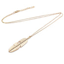 Simple Classic pendant Necklace Feather Necklace Long Sweater Chain Jewelry choker Necklace for Women(Gold)