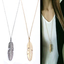 Simple Classic pendant Necklace Feather Necklace Long Sweater Chain Jewelry choker Necklace for Women(Silver)