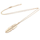 Simple Classic pendant Necklace Feather Necklace Long Sweater Chain Jewelry choker Necklace for Women(Silver)