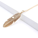Simple Classic pendant Necklace Feather Necklace Long Sweater Chain Jewelry choker Necklace for Women(Silver)