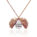 2 PCS Hip Hop Sunflower Titanium Steel Necklace For Men And Women(Rose Gold)
