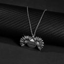 2 PCS Hip Hop Sunflower Titanium Steel Necklace For Men And Women(Silver)
