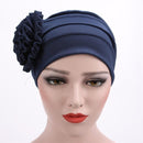 Solid Color Side Flower Turban Hat Women Confinement Hat, Size:Adjustable(Khaki)