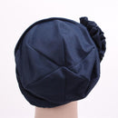 Solid Color Side Flower Turban Hat Women Confinement Hat, Size:Adjustable(Khaki)