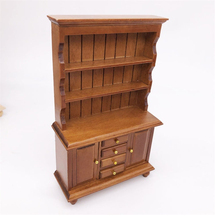 1/12 Dollhouse Miniature Furniture Multifunction Wood Cabinet Bookcase(Brown)