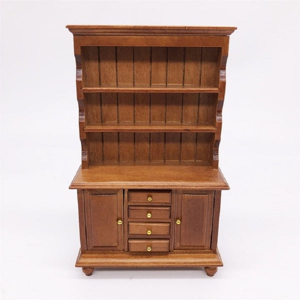 1/12 Dollhouse Miniature Furniture Multifunction Wood Cabinet Bookcase(Brown)