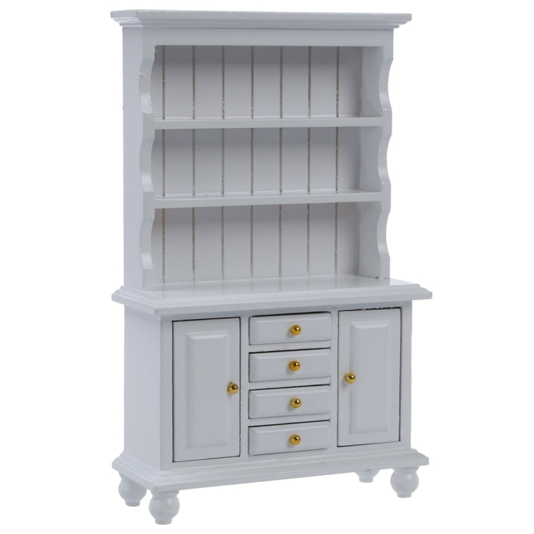 1/12 Dollhouse Miniature Furniture Multifunction Wood Cabinet Bookcase(White)