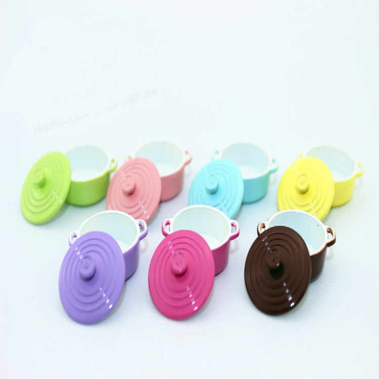 Doll House Mini Accessories Kitchen Cooking Utensils Mini Candy Color Soup Pot(Pink)