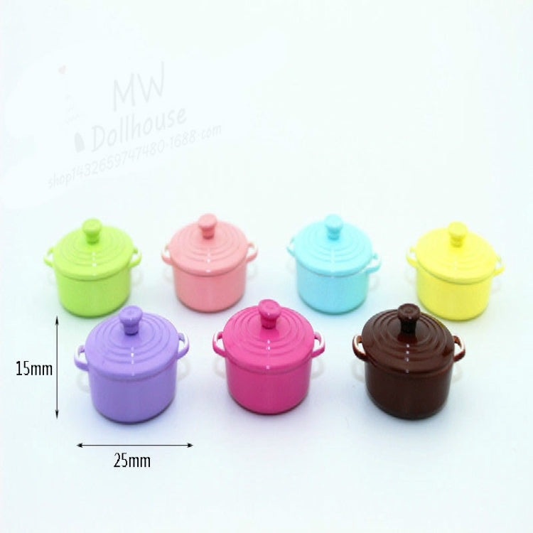 Doll House Mini Accessories Kitchen Cooking Utensils Mini Candy Color Soup Pot(Pink)