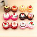 Cartoon Cute Cream Cake Glasses Double Box Contact Lenses Couple Box(Red)