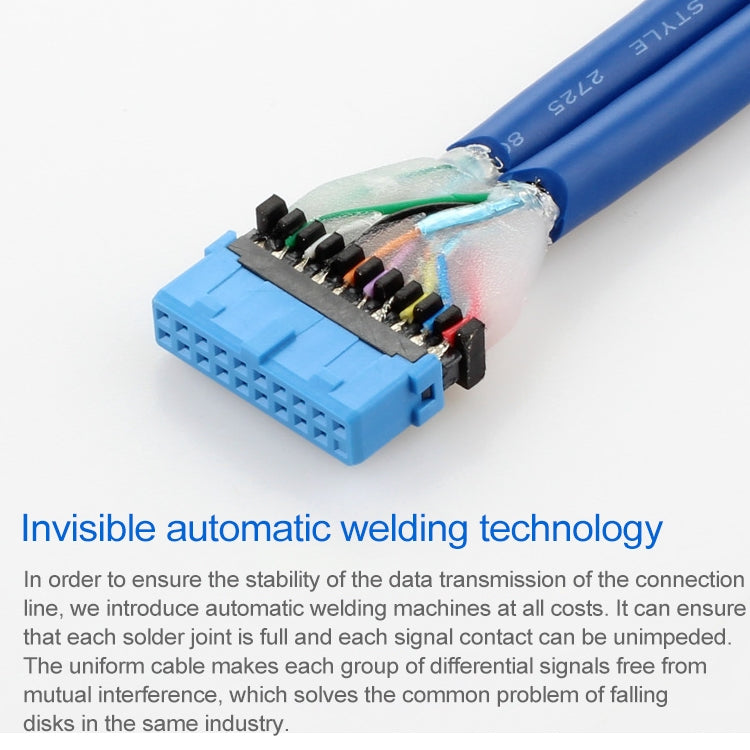 50CM USB3.0 Rear PCI Baffle Line Full Height Chassis DIY With Ear 20pin Transfer Cable(Black)