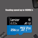 Lexar 633x 256GB High-speed Mobile Phone Camera Memory TF Card Switch Expansion Driving Recorder Dedicated Storage Flash Memory Card