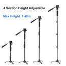 YUNTENG VCT-288RM SLR Camera Monopod Camera Support Foot Hydraulic Head Professional Photography Stand, Height: 1.48m