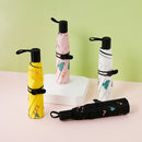 Sunny and Rainy Sunscreen and UV Protection Cute Folding Mini Sun Umbrella, Style:Five Fold(Black)