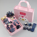 54 PCS / 3 Sets Baby Hair Accessories Girls Hairpin Hair Ring Boxed(Navy)