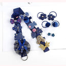 54 PCS / 3 Sets Baby Hair Accessories Girls Hairpin Hair Ring Boxed(Navy)