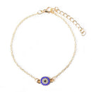 10 PCS Crystal Turkish Evil Blue Eyes Women Anklets Barefoot Chain Bracelets(Gold)