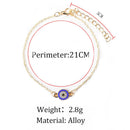 10 PCS Crystal Turkish Evil Blue Eyes Women Anklets Barefoot Chain Bracelets(Gold)