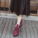 Ladies Cotton Shoes Plus Velvet Snow Boots, Size:35(Red Wine)