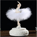 Elegant Refined Ballerina Dance Carousel Music Box Barbie Feather Music Box(White)