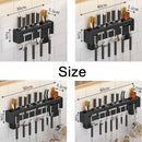 Kitchen Wall-mounted Rack Free Punching Chopsticks Holder, Color:Black 60cm