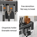Kitchen Wall-mounted Rack Free Punching Chopsticks Holder, Color:Black 60cm