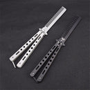 Salon Stainless Steel Practice Comb Practice Knife (Uncut) Butterfly Comb(Black)