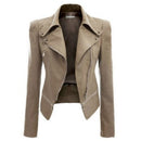 Autumn and Winter Women Motorcycle Jacket Zipper Two Wear Leather, Size:S(Khaki)