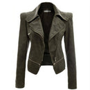 Autumn and Winter Women Motorcycle Jacket Zipper Two Wear Leather, Size:S(Light Green)