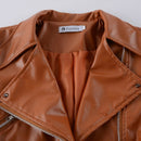 Autumn and Winter Women Motorcycle Jacket Zipper Two Wear Leather, Size:L(Black)