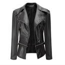 Autumn and Winter Women Motorcycle Jacket Zipper Two Wear Leather, Size:XL(Black)