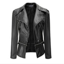 Autumn and Winter Women Motorcycle Jacket Zipper Two Wear Leather, Size:XXL(Black)