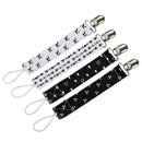 4 PCS/Set Baby Pacifier Chain Clip Cotton Double Printed Pacifier Chain(Black Pacifier Clip)