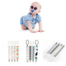 4 PCS/Set Baby Pacifier Chain Clip Cotton Double Printed Pacifier Chain(Black Pacifier Clip)