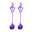 2 PCS Creative Musical Note Spoon Coffee Stirring Scoop Stainless Steel Titanium Music Bar Spoon Gift Spoon(Purple)