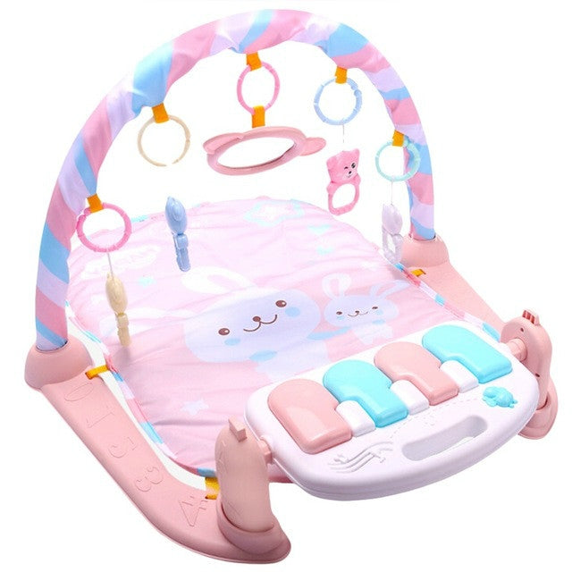 Baby Early Education Toy Baby Piano Fitness Frame Crawling Blanket Newborn Baby Toy(Pink)
