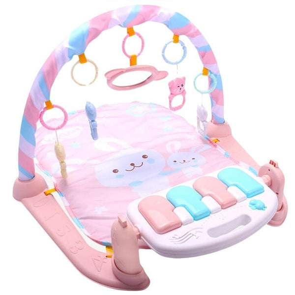 Baby Early Education Toy Baby Piano Fitness Frame Crawling Blanket Newborn Baby Toy(Pink)