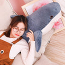 Plush Stuffed Toy Shark Kids Toys Boys Girls Animal Reading Pillow for Birthday Gifts, Height:80cm(Blue)