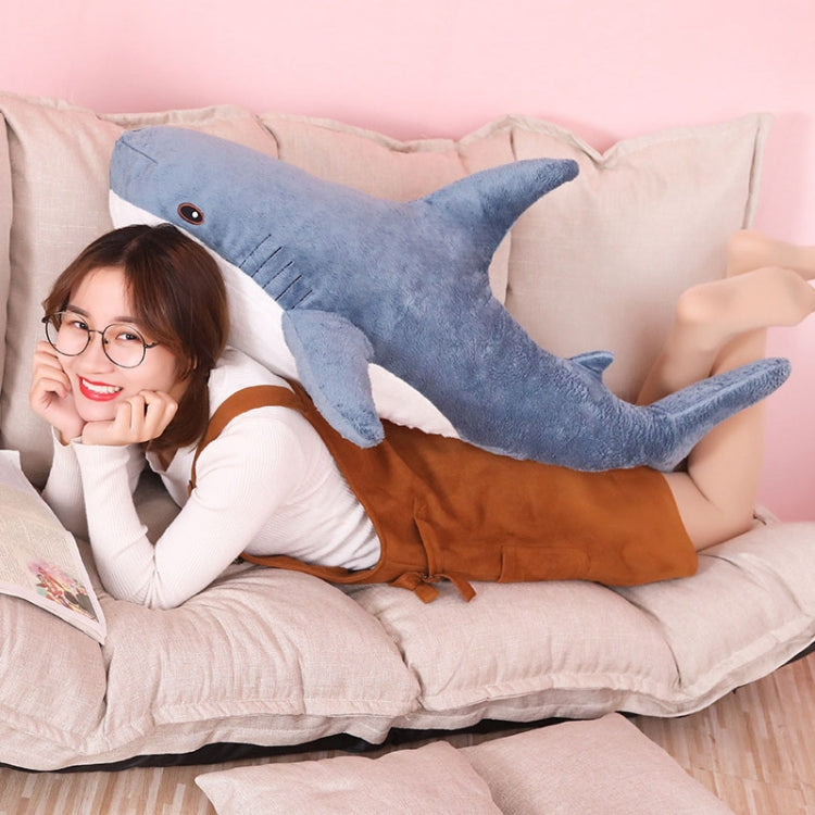 Plush Stuffed Toy Shark Kids Toys Boys Girls Animal Reading Pillow for Birthday Gifts, Height:80cm(Blue)