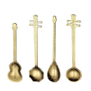 Stainless Steel Coffee Mixing Spoon Creative Musical Instrument Shape Spoon, Style:Guitar, Color:Rose Gold