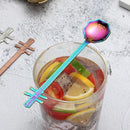 Stainless Steel Coffee Mixing Spoon Creative Musical Instrument Shape Spoon, Style:Lute, Color:Rose Gold