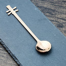 Stainless Steel Coffee Mixing Spoon Creative Musical Instrument Shape Spoon, Style:Yueqin, Color:Rose Gold