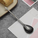 Stainless Steel Coffee Mixing Spoon Creative Musical Instrument Shape Spoon, Style:Lute, Color:Titanium Black